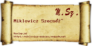 Miklovicz Szecső névjegykártya